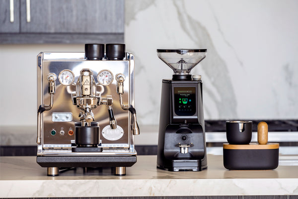 lucca atom 75 espresso grinder with ecm synchronika espresso machine
