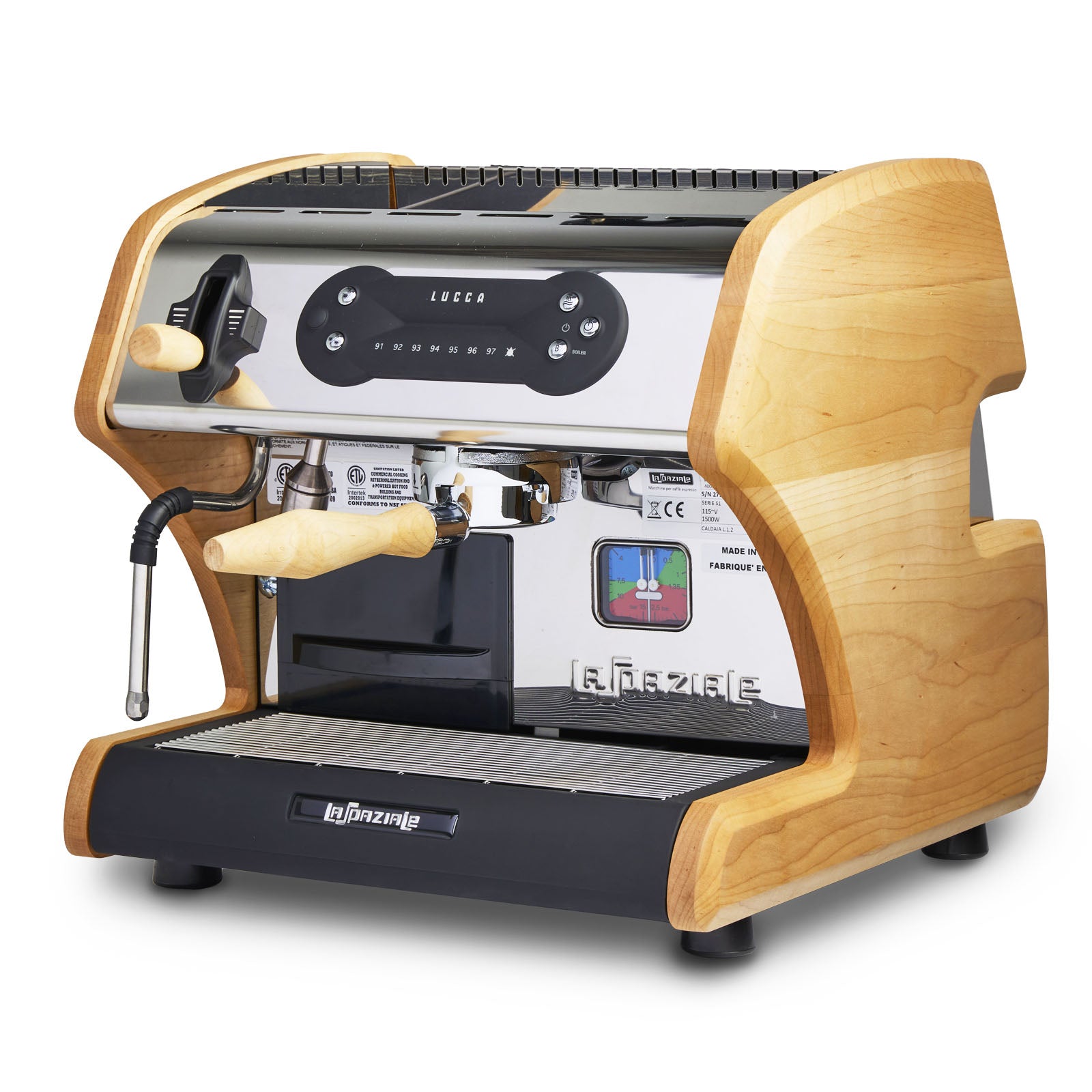 Lucca A53 Mini Espresso Machine by La Spaziale with maple side panels by Clive Coffee - Knockout (Maple)
