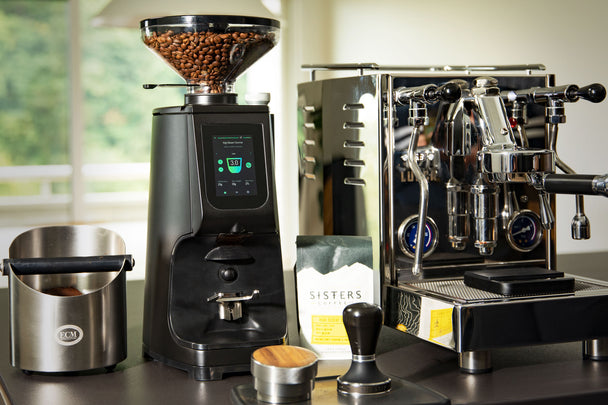Lucca X58 Espresso Machine with Lucca Atom 75 Espresso Grinder - lifestyle
