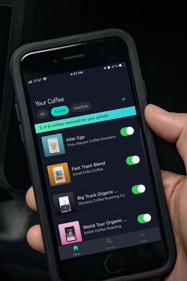 LUCCA Atom 75 Espresso Grinder, iphone app - lifestyle